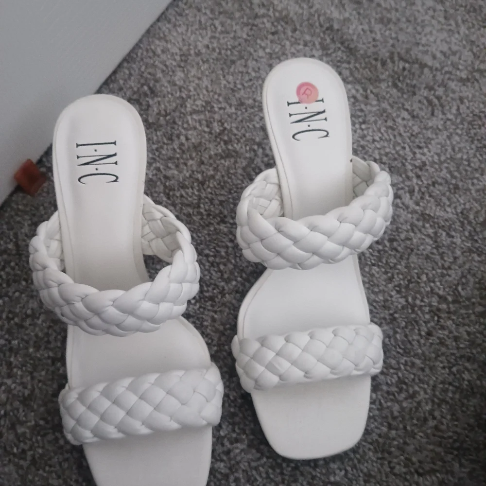 INC International Concepts White Braided Women's Sandals - Picture 3 of 4
